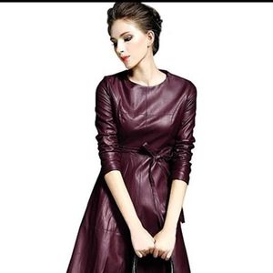 A-line Faux Leather Dress